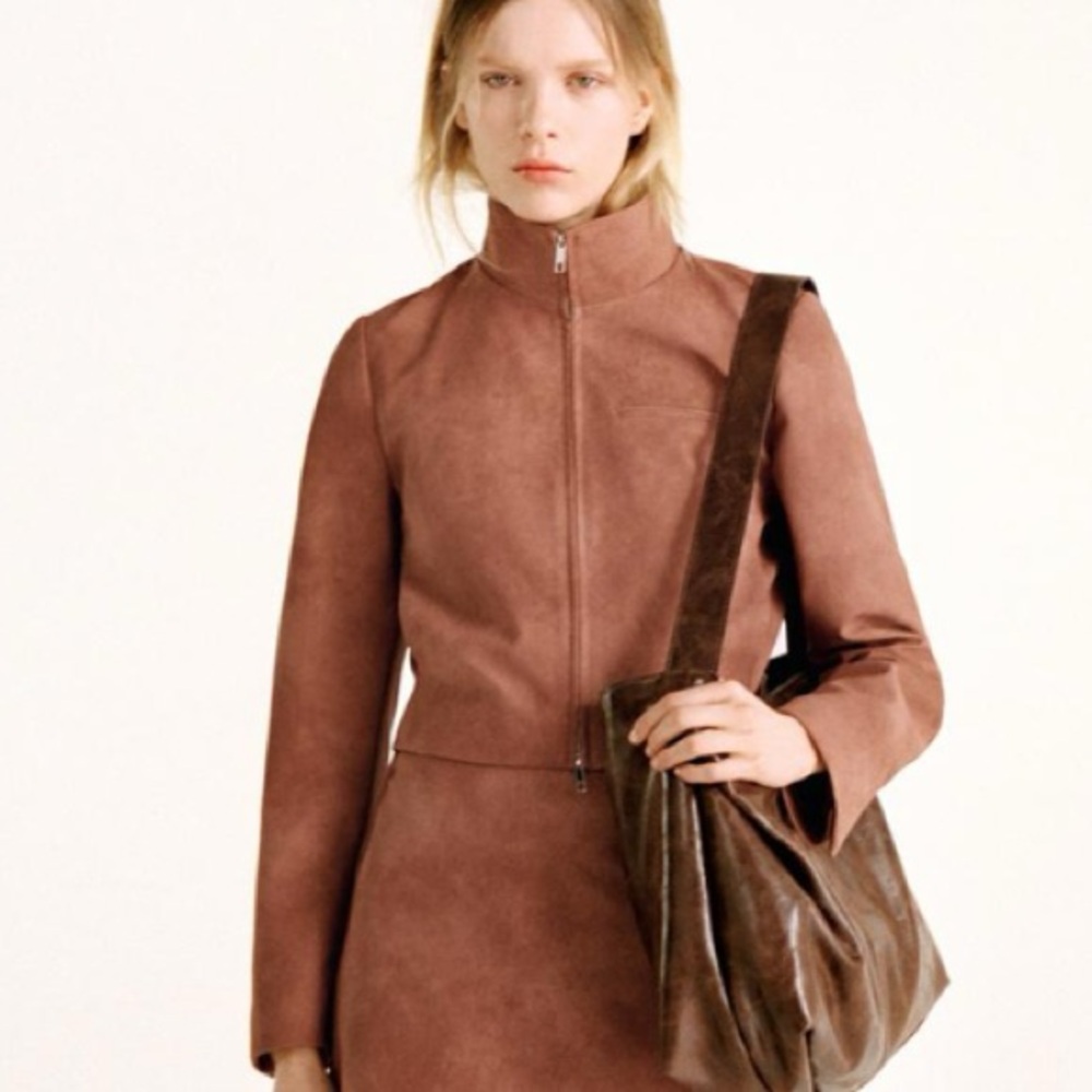 NWT Zara Cropped Faux Suede Short Jacket Sz:XL